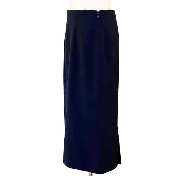 VINTAGE CHRISTIAN DIOR Pencil Skirt Navy Wool Pleats Back Lined Zipper USA 10 - Picture 3 of 10